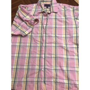 Mens Steve & Barrys‎ XXL Pink Plaid Short Sleeve Button Front Shirt